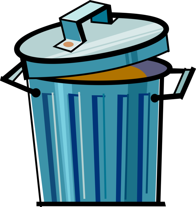 Vector Illustration of Waste Basket, Dustbin, Garbage Can, Trash Can for Rubbish