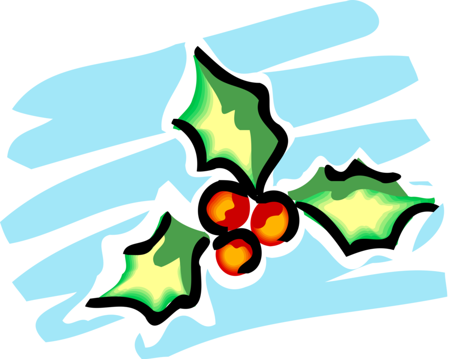 Vector Illustration of Traditional Christmas Holly Decoration