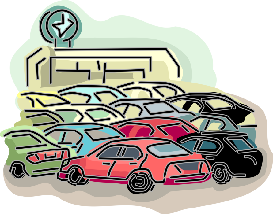 Vector Illustration of Automobile Sales and Service Motor Vehicle Car Dealership