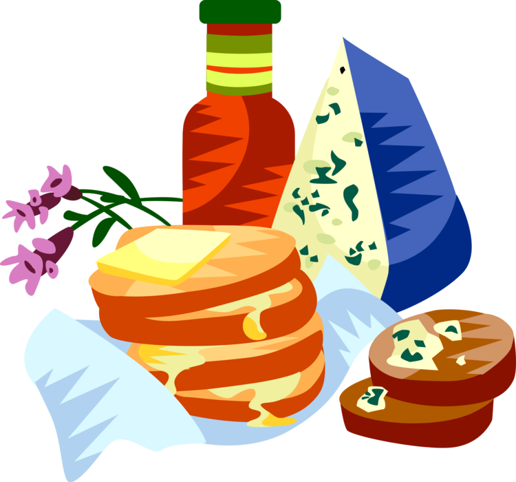 Vector Illustration of European French Cuisine Croque Monsieur Baked or Fried Boiled Ham and Cheese Sandwich
