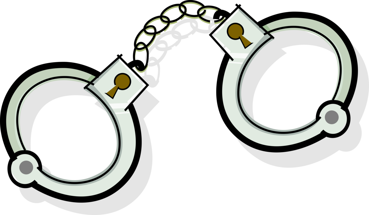 Vector Illustration of Handcuffs Physical Restraint used on Hands by Law Enforcement