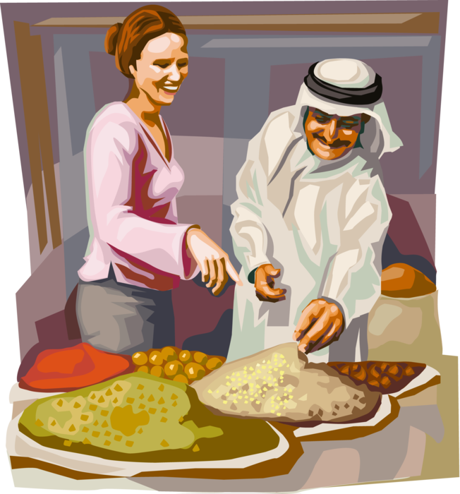 Vector Illustration of Arab Region Souk or Souq Open-Air Marketplace Market