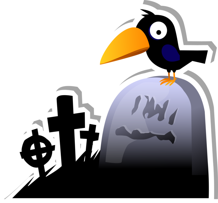 Raven on Tombstone Sticker