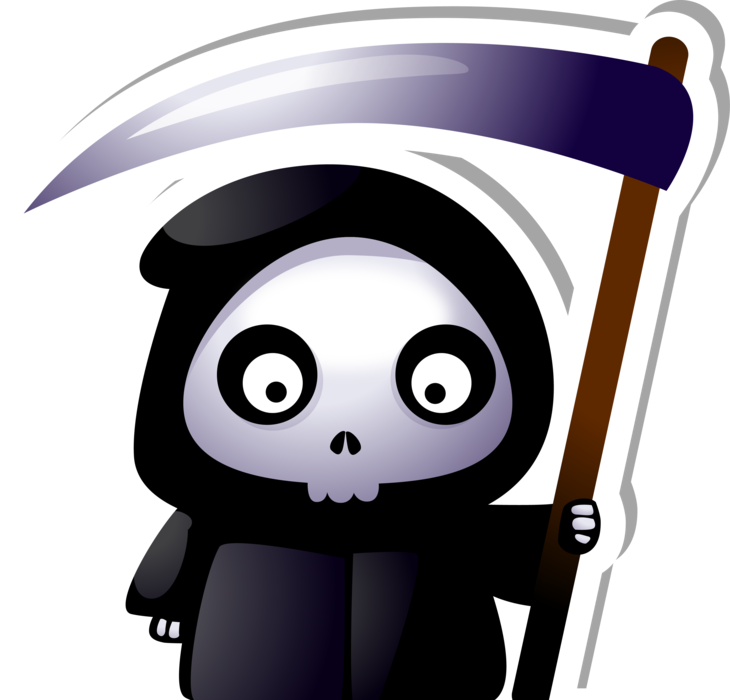 Cute Grim Reaper with Scythe sticker