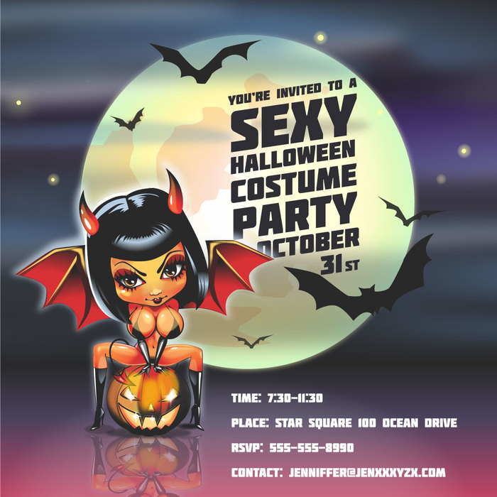 Sexy Devil Halloween Costume Party Invitation