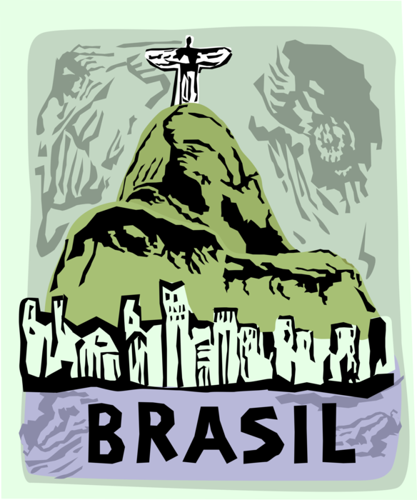 Vector Illustration of Christ the Redeemer in Rio de Janeiro Brazil Monument Atop Corcovado Granite Dome