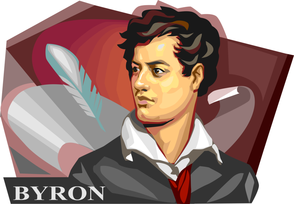 Vector Illustration of Lord Byron, Flamboyant English Poet in Romantic Movement