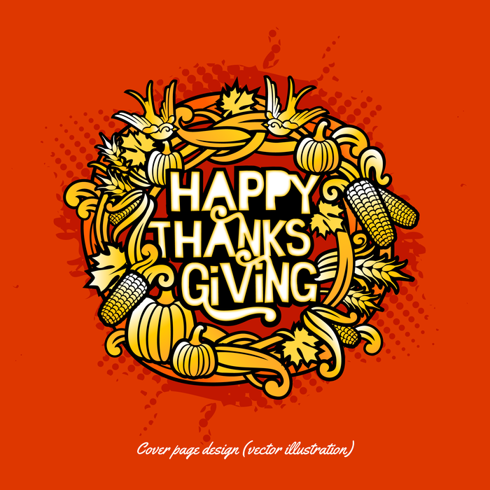 Happy Thanksgiving Abundant Fall Harvest Vector Illustration Cover Page Design
