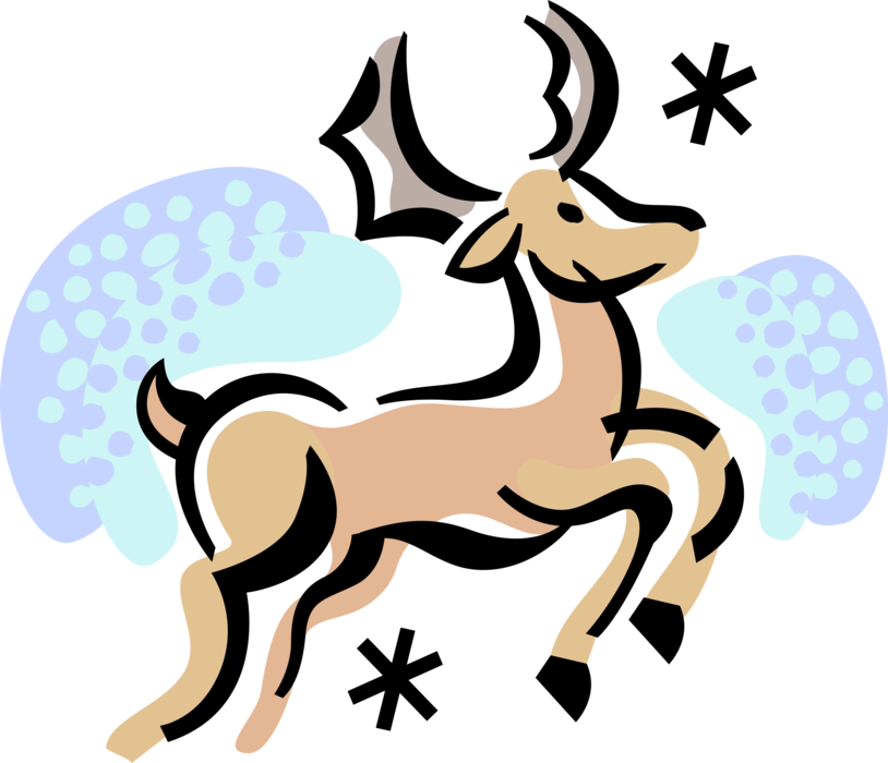 Vector Illustration of Festive Season Christmas Reindeer Pulls Santa Claus' Sleigh