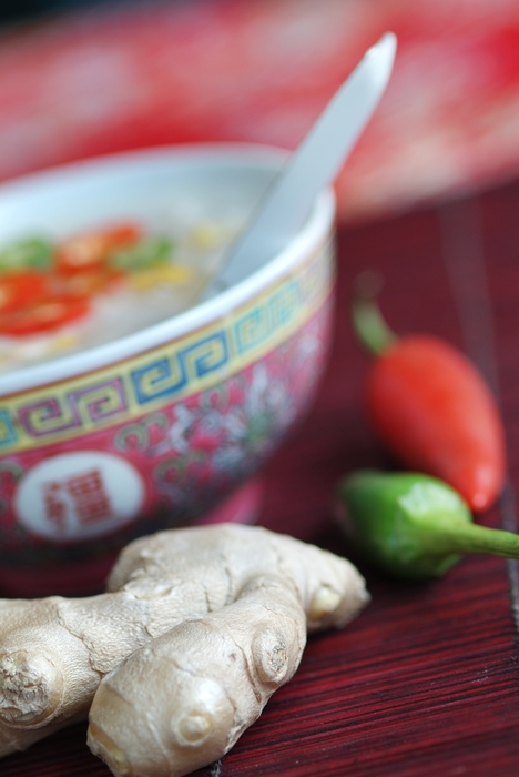 Chinese Soup with Fresh Peppers and Ginger