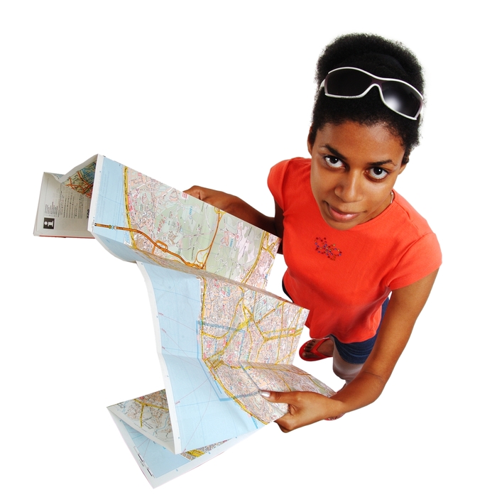 Woman Looking At a Map