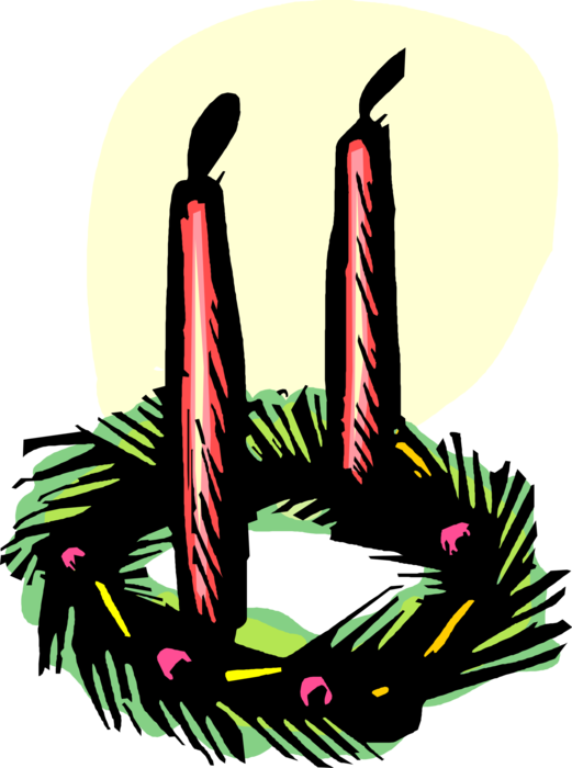 Vector Illustration of Christmas Holiday Season Wreath with Candles