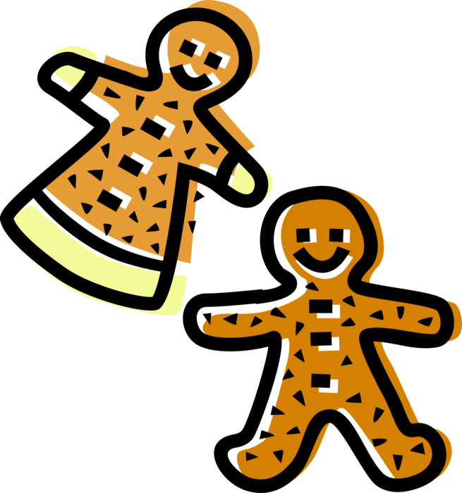 Vector Illustration of Holiday Season Christmas Baking Gingerbread Man Cookies