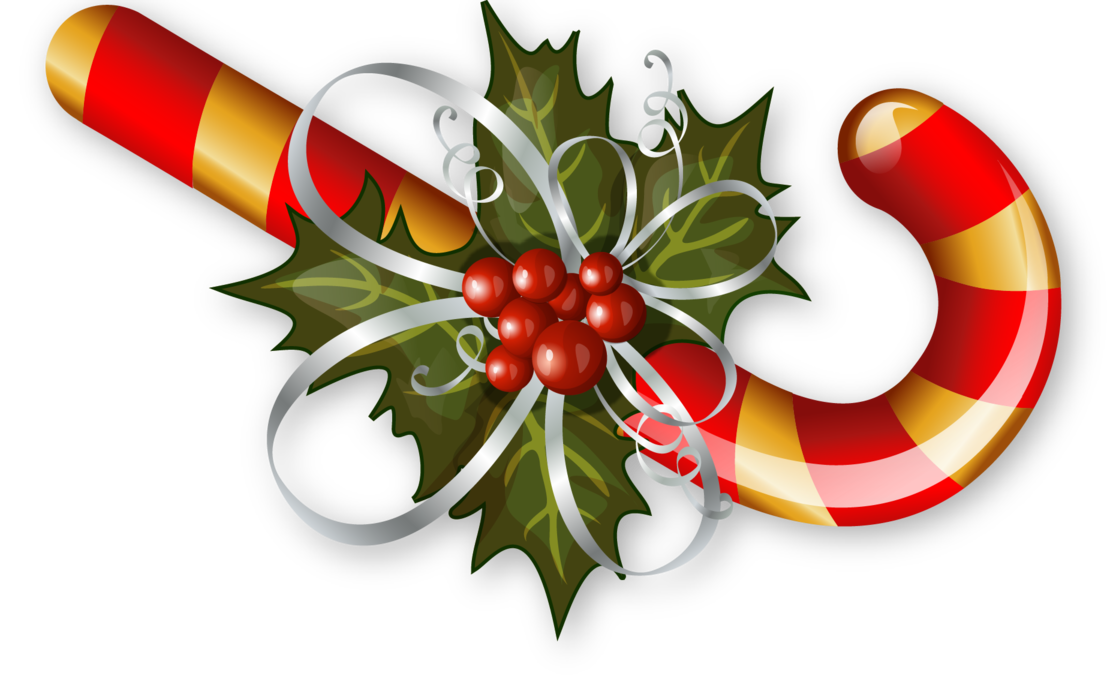 Christmas Candy Cane with Poinsettia 