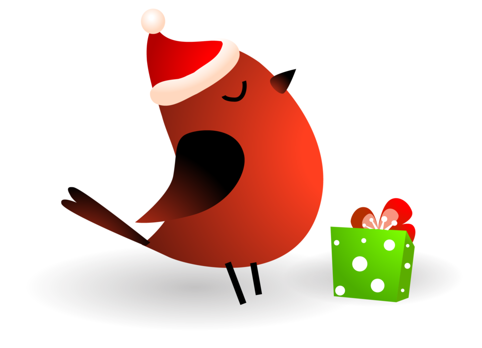 Chirping bird with a Santa Hat