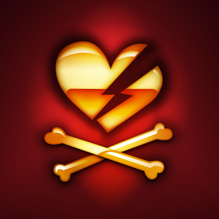 Valentine's Day Broken Heart with Crossbones Vector Illustration
