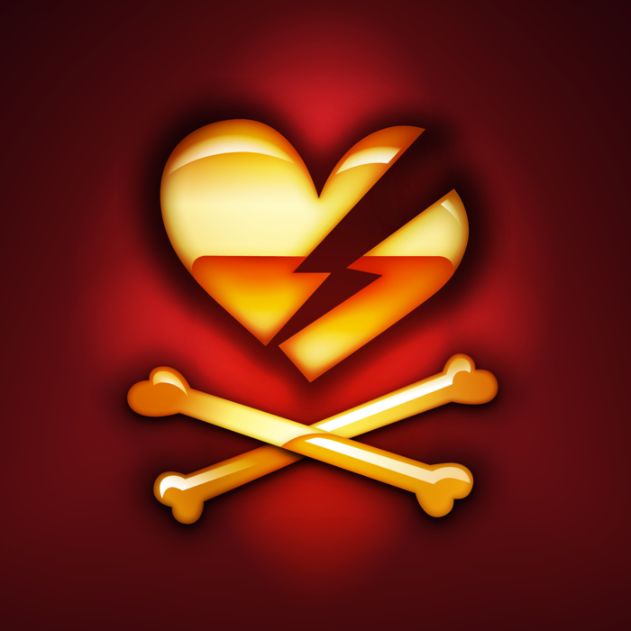 Valentine's Day Broken Heart with Crossbones Vector Illustration
