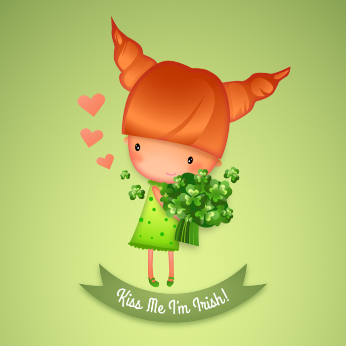 St. Patrick's Day Kiss Me I'm Irish Cutie Vector Illustration
