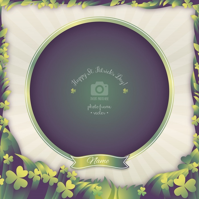 St. Patrick's Day Lucky Shamrocks Photo Frame Illustration
