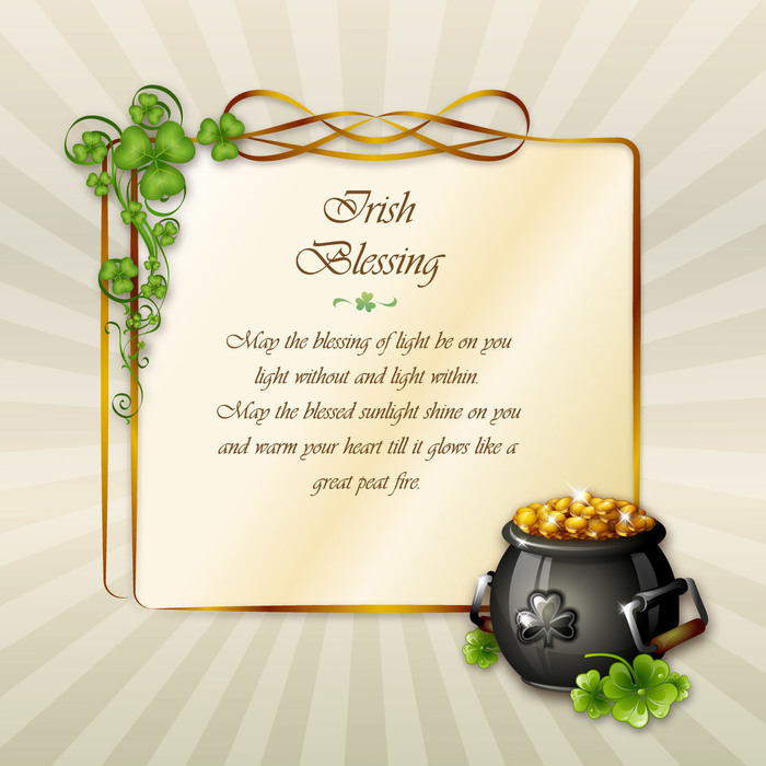 St. Patrick's Day Irish Blessing Pot of Gold Vector Illustration
