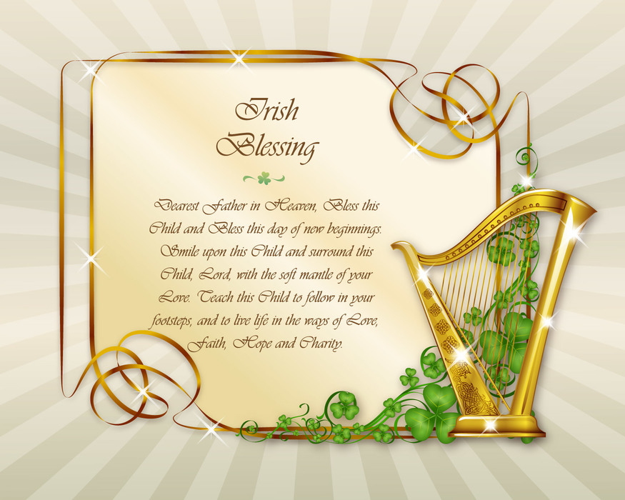 St. Patrick's Day Irish Blessing Celtic Harp Vector Illustration
