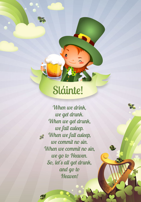 St. Patrick's Day Sláinte Irish Toast Vector Illustration
