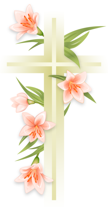 Easter Pascal Cross with Lily Flowers Vector Illustration
