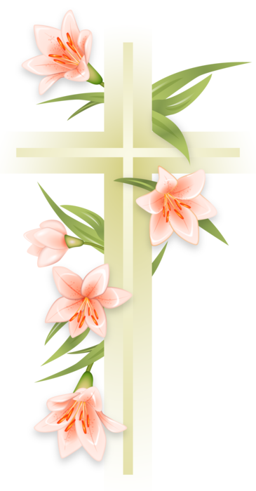 Easter Pascal Cross with Lily Flowers Vector Illustration
