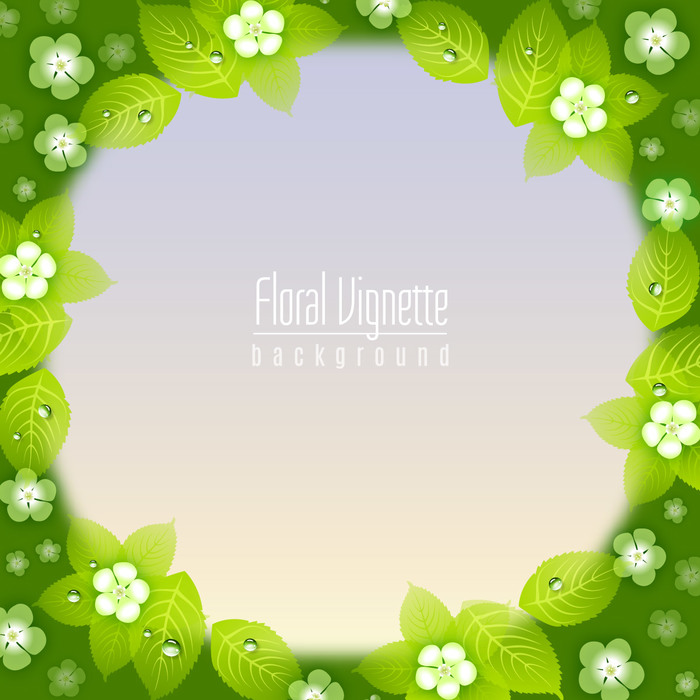 Spring Flowers Botanical Vignette Background Vector Illustration
