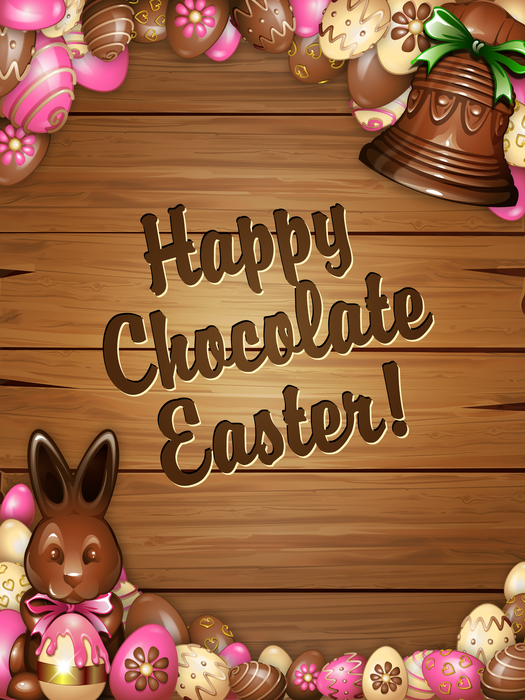 Happy Easter Chocolate Eggs and Bunny Vector Illustration
