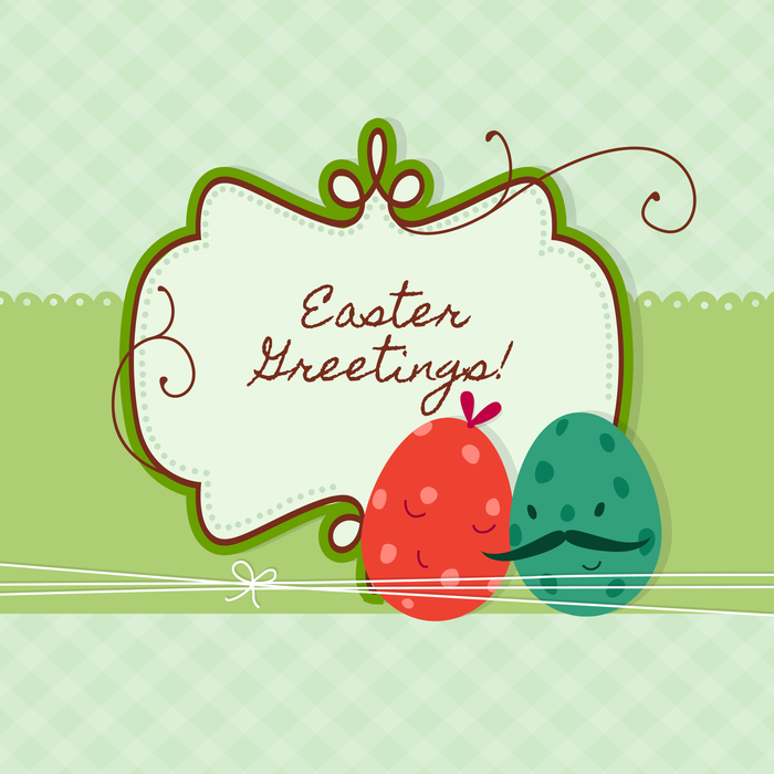 Easter Greetings Emblem with Eggs Vector Illustration

