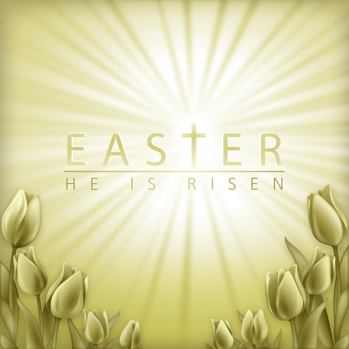 Easter Tulips with Resurrection Sunrise Vector Illustration
