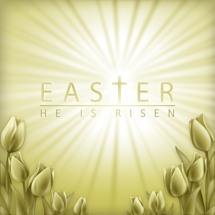 Easter Tulips with Resurrection Sunrise Vector Illustration
