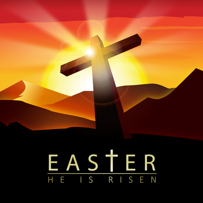 Easter Resurrection Cross with Sun Rising Vector Illustration
