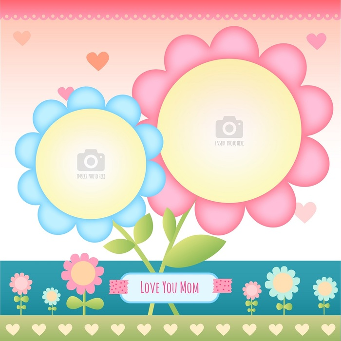 Mother's Day Expression of Love Vector Photo Frame Flower Blossoms
