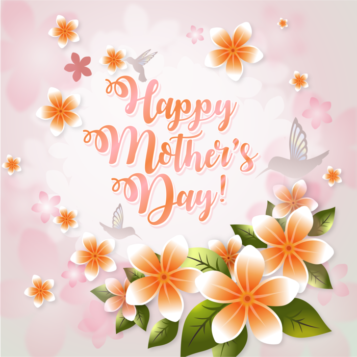 Happy Mother's Day Flowers with Hummingbirds Vector Illustration.