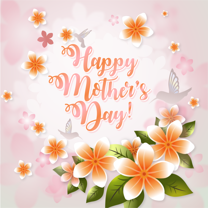 Happy Mother's Day Flowers with Hummingbirds Vector Illustration
