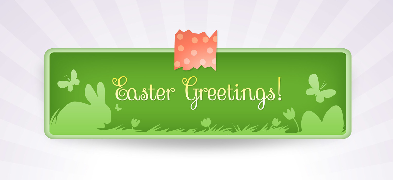 Easter Greetings Green Banner Vector Illustration
