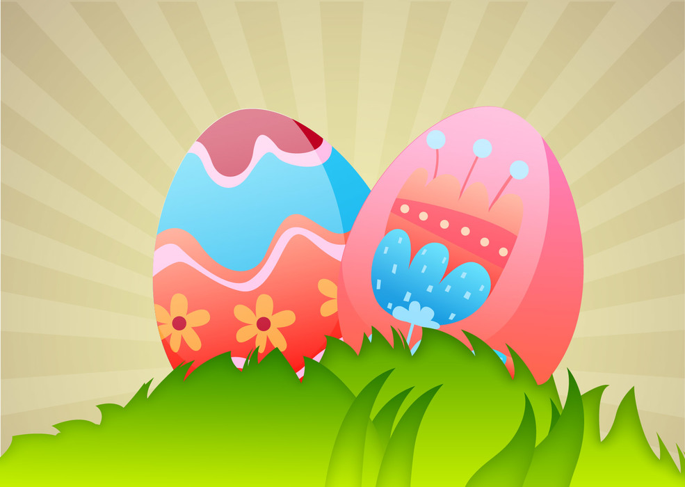 Decorated Easter Eggs in grass