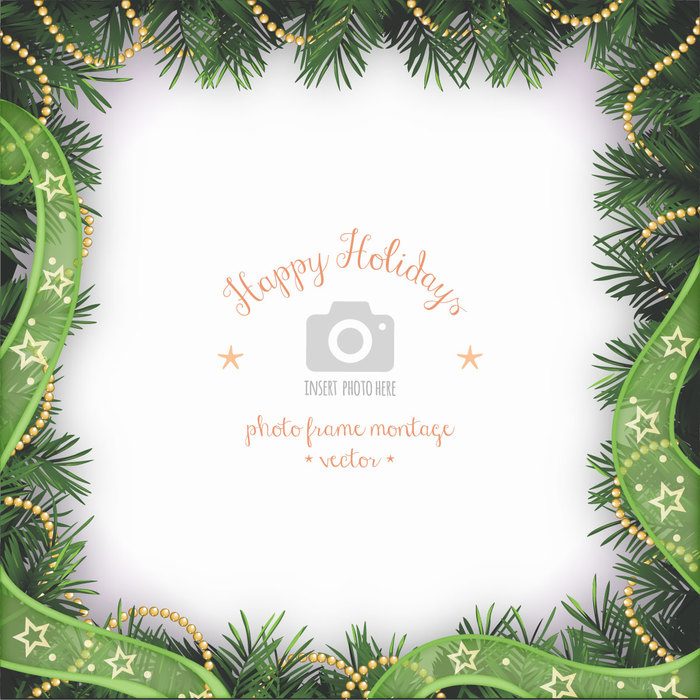 Christmas Wreath Photo Frame with Ribbon 