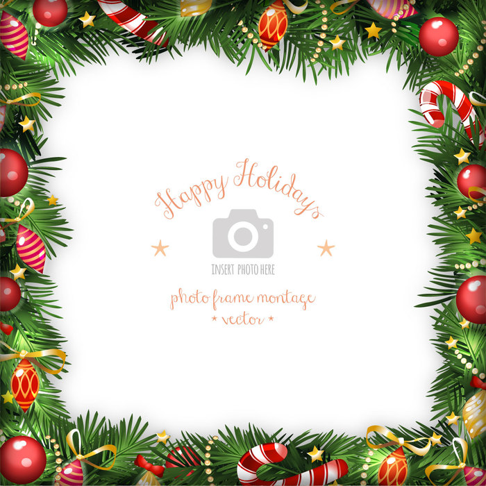 Happy Holidays Christmas Wreath Photo Frame Design