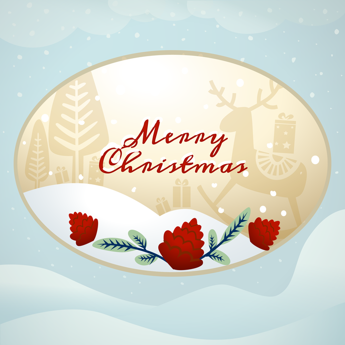 Vintage Merry Christmas Ornament Card Design