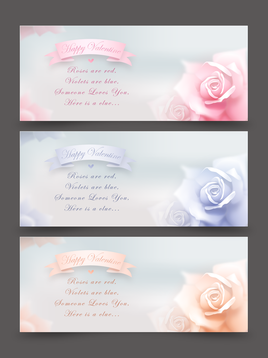 Love Poem Cards with 3 different pastel color variations